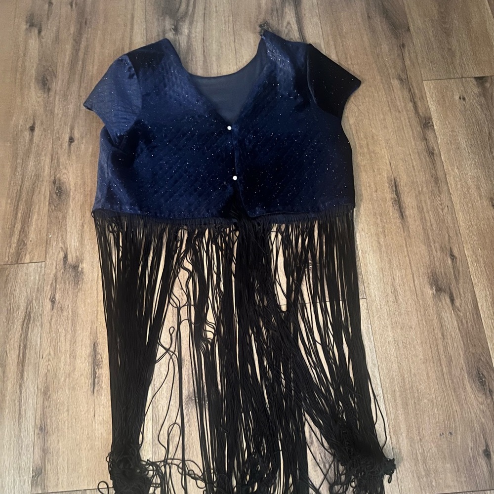 Zara Women’s fringe top midnight blue size L.
